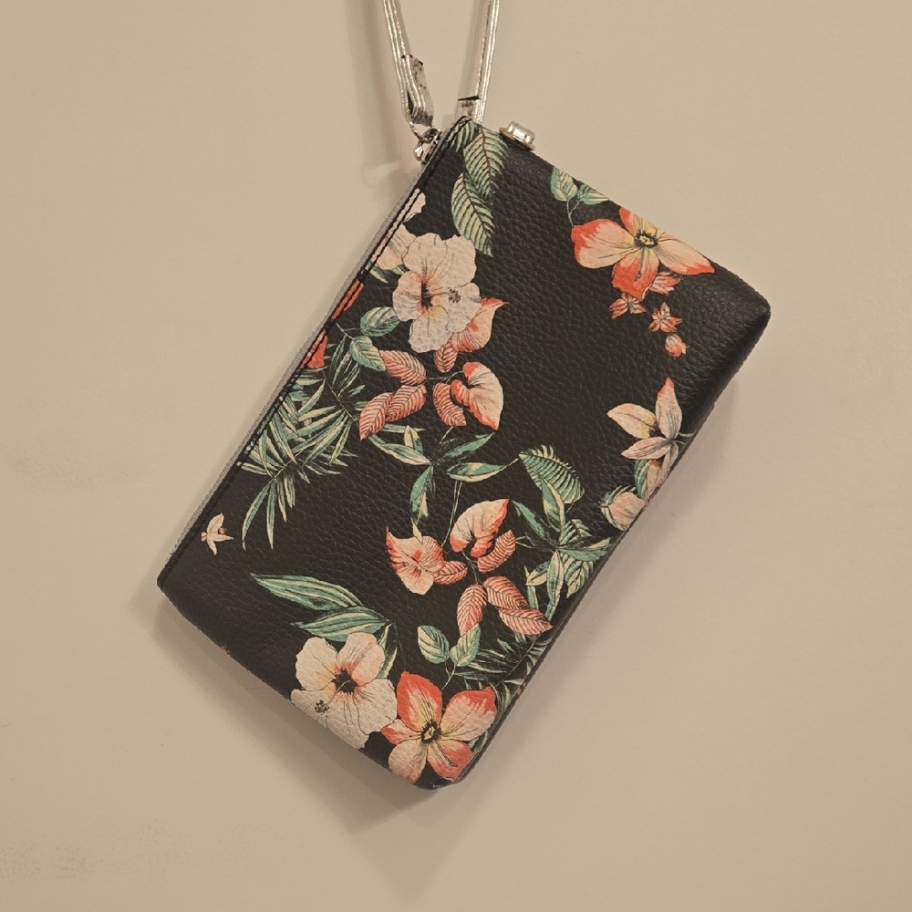 New York & Company Floral Black and Silver Clutch - Picture 3 of 4